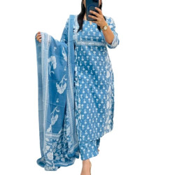 Kurti with Pant with Dupatta cotton