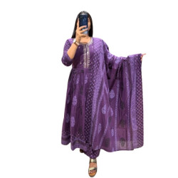 New anarkali printed cotton  kurta & pant or dupatta set